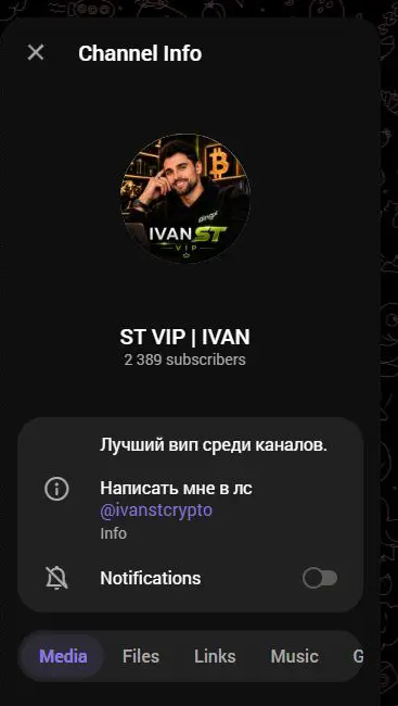 Профиль Telegram-канала ST VIP IVAN